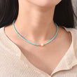 Load image into Gallery viewer, Model wearing turquoise Freshwater Pearl Necklace
