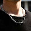 Load image into Gallery viewer, Model wearing silver link chain necklace
