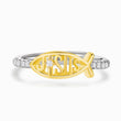 Load image into Gallery viewer, Faith, Hope and Love Ichthus Adjustable Ring on a white background.

