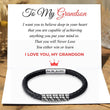 Load image into Gallery viewer, Love my Grandson Braided Leather Bracelet and its message card
