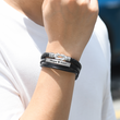 Load image into Gallery viewer, Male model wearing To My Man, Forever and Always Linked Personalized Magnetic Clasp Bracelet
