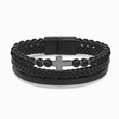 Load image into Gallery viewer, black colored To My Son, Pray Through It Obsidian Leather Bracelet on white background
