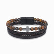 Load image into Gallery viewer, brown colored To My Son, Pray Through It Obsidian Leather Bracelet on white background
