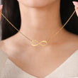 Load image into Gallery viewer, Model holding a Personalized Infinity Necklace
