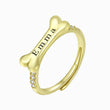 Load image into Gallery viewer, gold dog bone ring, in another angle, on white background
