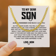 Load image into Gallery viewer, To My Son, Be Confident Chain Gold Plated  Necklace   hanging in a paper card
