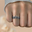 Load image into Gallery viewer, Female model wearing To My Mom in Heaven Personalized Angel Wing Ring on her ring finger
