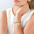 Load image into Gallery viewer, Two-Tone Bracelet with a printed message &quot;You are the sister I got to choose&quot; worn by a model on her left wrist
