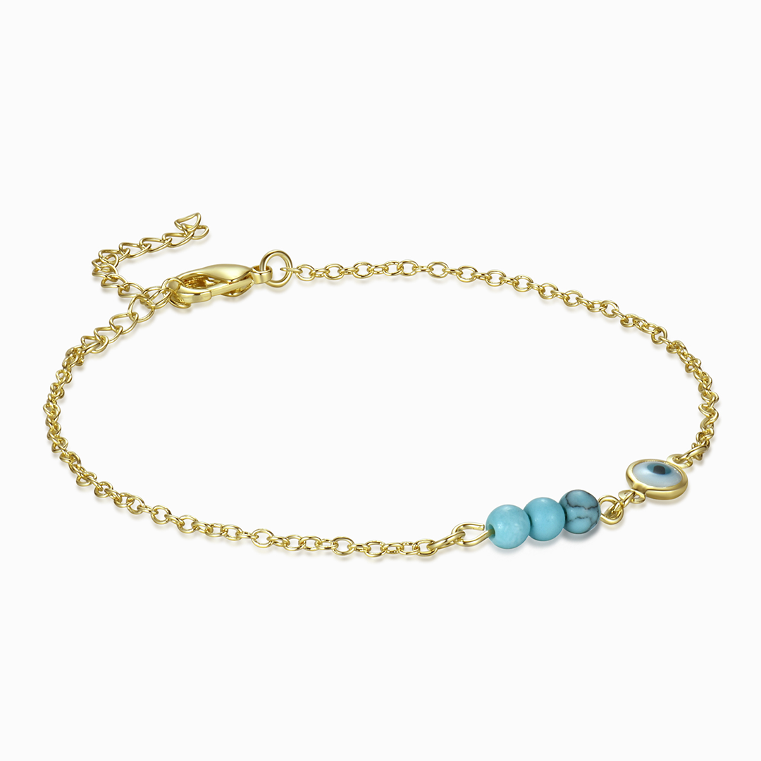 Beaded Blue Evil Eye Gold Chain Ankle Bracelet | SVANA – Svana Design