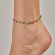 Load image into Gallery viewer, A model wearing Multicolored Evil Eye Ankle Bracelet
