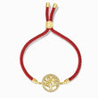 Load image into Gallery viewer, Gold plated round Tree of Life Red String Bracelet in a white background
