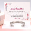 Load image into Gallery viewer, To My Bonus Daughter Silver Bracelet on top of SVANA Design message card
