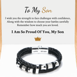 Load image into Gallery viewer, To My Son, I Am So Proud of You Bracelet with a heartfelt note

