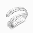 Load image into Gallery viewer, Silver Personalized Adjustable Plume Ring on a white background
