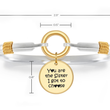 Load image into Gallery viewer, Two-Tone Bracelet with a printed message &quot;You are the sister I got to choose&quot; in a white background size guide
