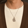 Load image into Gallery viewer, model wearing St. Michael Archangel Necklace
