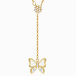 Load image into Gallery viewer, White Butterfly Necklace Long Chain gold plated Pendant in a white background
