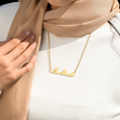 Load image into Gallery viewer, Model wearing Gold Arabic Personalized Name necklace

