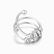 Load image into Gallery viewer, Anxiety Relief Adjustable Beads silver Ring on a white background upper look
