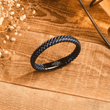 Load image into Gallery viewer, To My Son, Love You Forever Two-toned Leather Braided Bracelet on a wooden background
