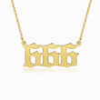 Load image into Gallery viewer, gold Angel Number 666 Necklace on a white background
