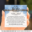 Load image into Gallery viewer, To My Wife In Heaven, You Walk Beside Me Morse Code Memorial Bracelet on a personalized message card
