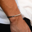 Load image into Gallery viewer, To My Son Personalized Minimalist Cuff silver Bracelet worn by a model
