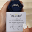 Load image into Gallery viewer, To My Mom in Heaven Personalized Angel Wing Ring inside the hexagon box with a customized message card
