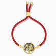 Load image into Gallery viewer, Round Multicolored gold plated Tree of Life with Red String Bracelet
