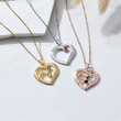 Load image into Gallery viewer, personalized family heart necklace with name and birthstone for mom in white table
