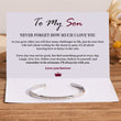 Load image into Gallery viewer, To My Son Personalized Minimalist Cuff  Bracelet  with personalize paper message card
