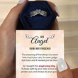 Load image into Gallery viewer, An Angel For My Friend Personalized Wing Ring inside a hexagon box with a personalized message card
