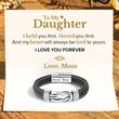 Load image into Gallery viewer, To My Daughter, My Heart Will Always Be Linked To Yours Bracelet on a personalized message card
