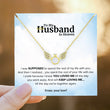 Load image into Gallery viewer, To My Husband in Heaven Angel Wing gold Necklace hanging on a white customize message card
