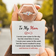 Load image into Gallery viewer, model holding ring box with a To My Mom Personalized Names and Birthstones Ring with a personalized message card
