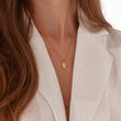 Load image into Gallery viewer, Oval Star of David Gold Necklace worn on the neck by a female model
