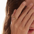Load image into Gallery viewer, Close-up of a model wearing White Stone Lashed Evil Eye Ring
