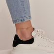 Load image into Gallery viewer, Lock Gold Ankle Bracelet around a model&#39;s ankles
