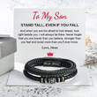 Load image into Gallery viewer, To My Son, Stand Tall Double-Row Bracelet on a white personalized message card
