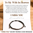Load image into Gallery viewer, To My Wife in Heaven, I Miss You Memorial Morse Code Bracelet with a SVANA Design message card
