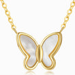 Load image into Gallery viewer, Pearl Butterfly Necklace Gold Chain in a white background
