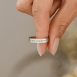 Load image into Gallery viewer, Personalized Mantra Silver Ring held between on a model&#39;s finger
