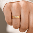 Load image into Gallery viewer, Personalized Mantra  Gold Ring  Worn By A Model on her ring finger
