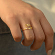 Load image into Gallery viewer, A model wearing a 222 Angel Number Gold ring

