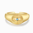 Load image into Gallery viewer, Turquoise Evil Eye Pleated Ring
