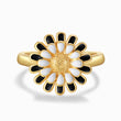 Load image into Gallery viewer, Colored Sunflower Adjustable Ring - Black-White on a white background
