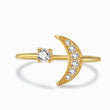Load image into Gallery viewer, White Stone Crescent Moon Adjustable Ring on a white background
