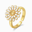 Load image into Gallery viewer, Colored Sunflower Adjustable  Gold Plated Ring - White on a white background
