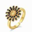 Load image into Gallery viewer, Colored Sunflower Adjustable Gold Plated Ring
