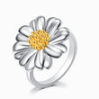 Load image into Gallery viewer, Silver Sunflower Adjustable silver plated Ring on a white background
